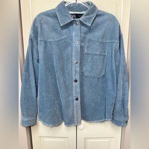 Zara Light Blue Corduroy Shirt